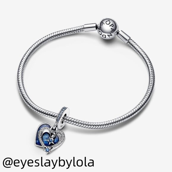 Pandora Celestial Shooting Star Heart Double Dangle Charm - Picture 5 of 5